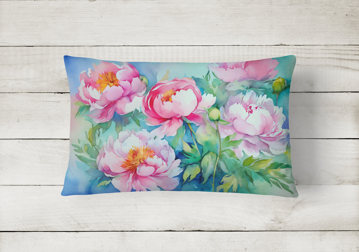 Buy this Peonies in Watercolor Fabric Decorative Pillow