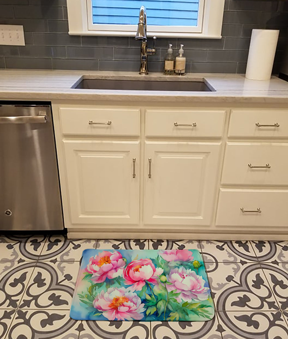 Buy this Peonies in Watercolor Memory Foam Kitchen Mat