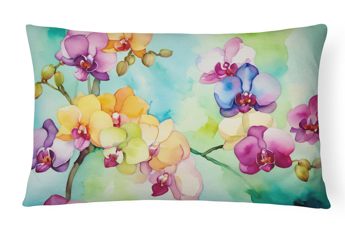 Buy this Orchids in Watercolor Fabric Decorative Pillow