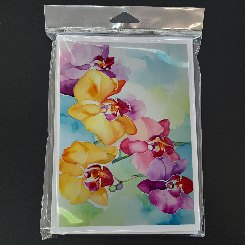 Orchids in Watercolor Greeting Cards and Envelopes Pack of 8  the-store.com.