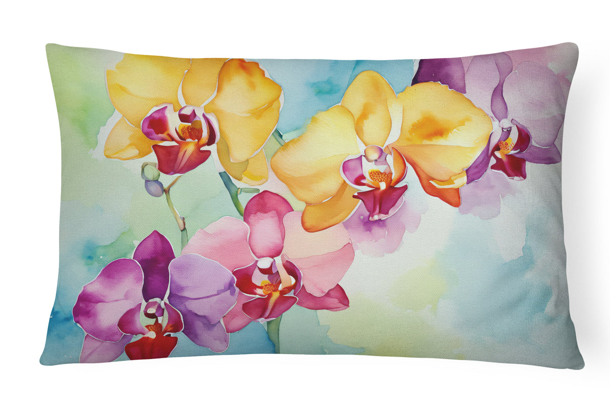 Buy this Orchids in Watercolor Fabric Decorative Pillow