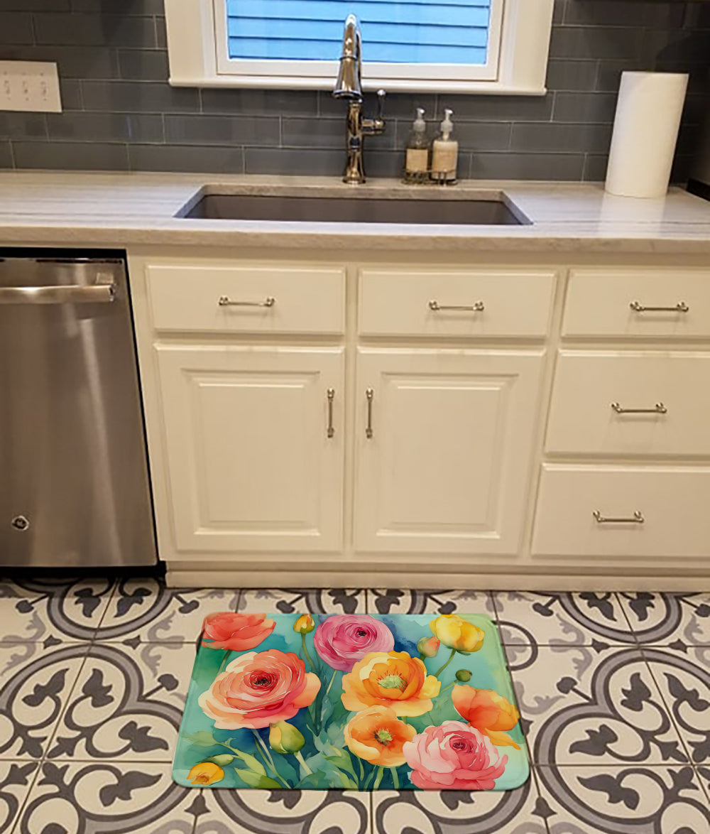 Buy this Ranunculus in Watercolor Memory Foam Kitchen Mat