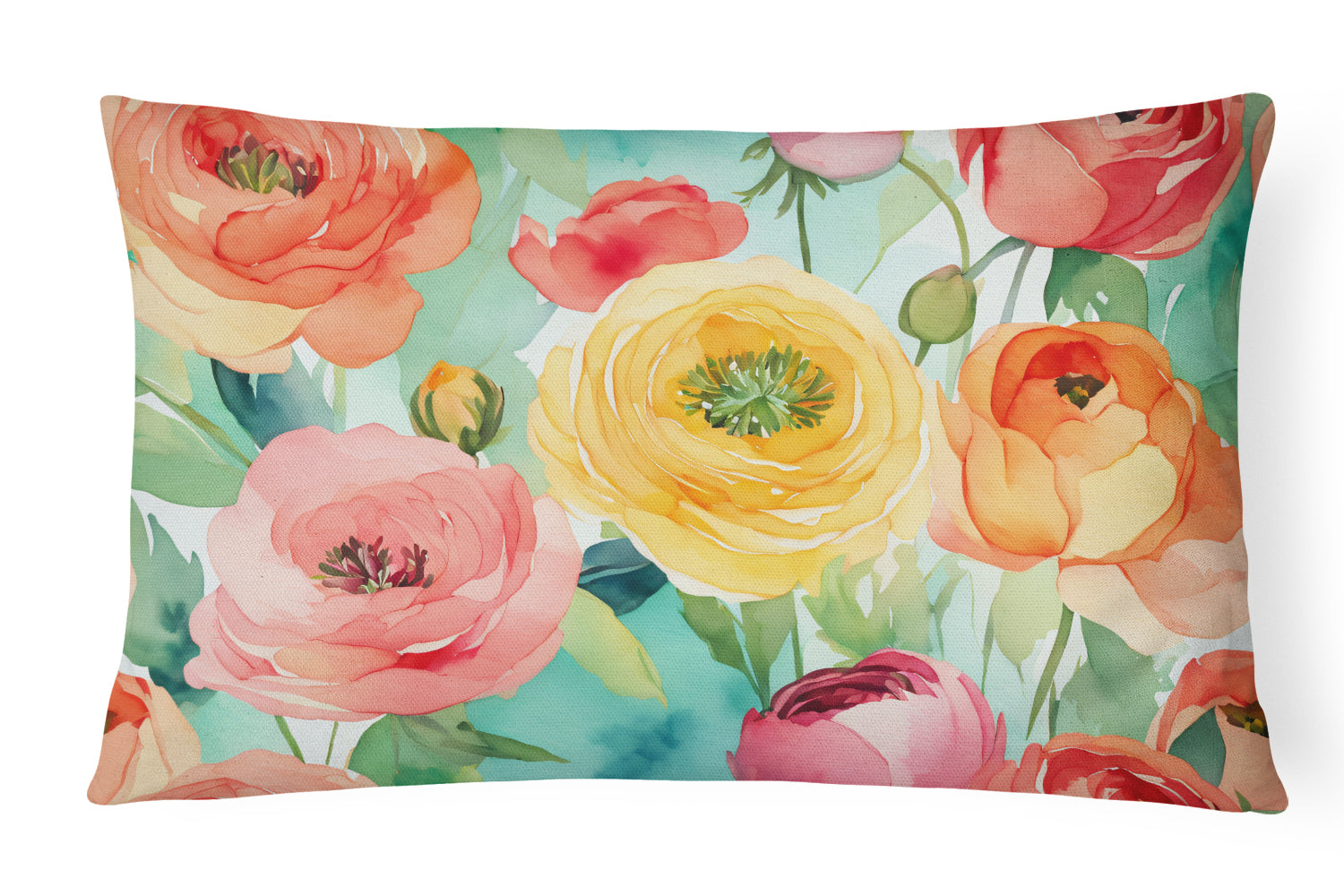 Buy this Ranunculus in Watercolor Fabric Decorative Pillow