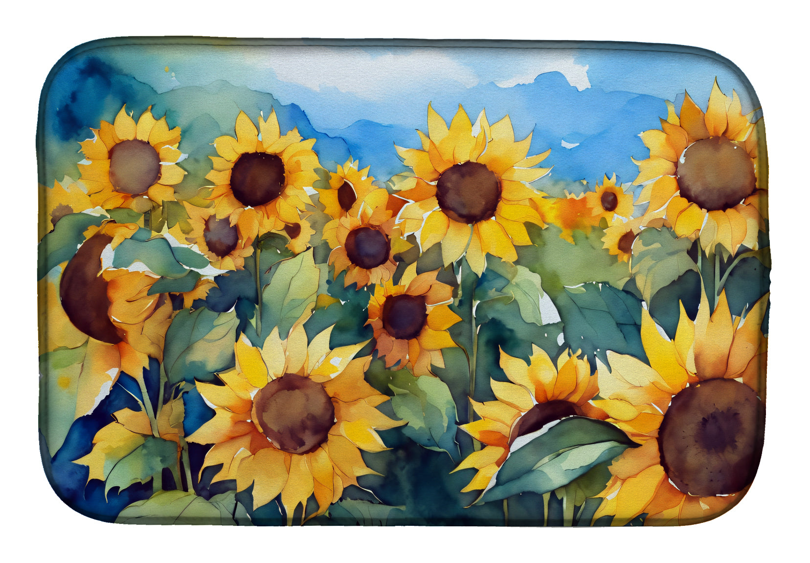 Buy this Sunflowers in Watercolor Dish Drying Mat