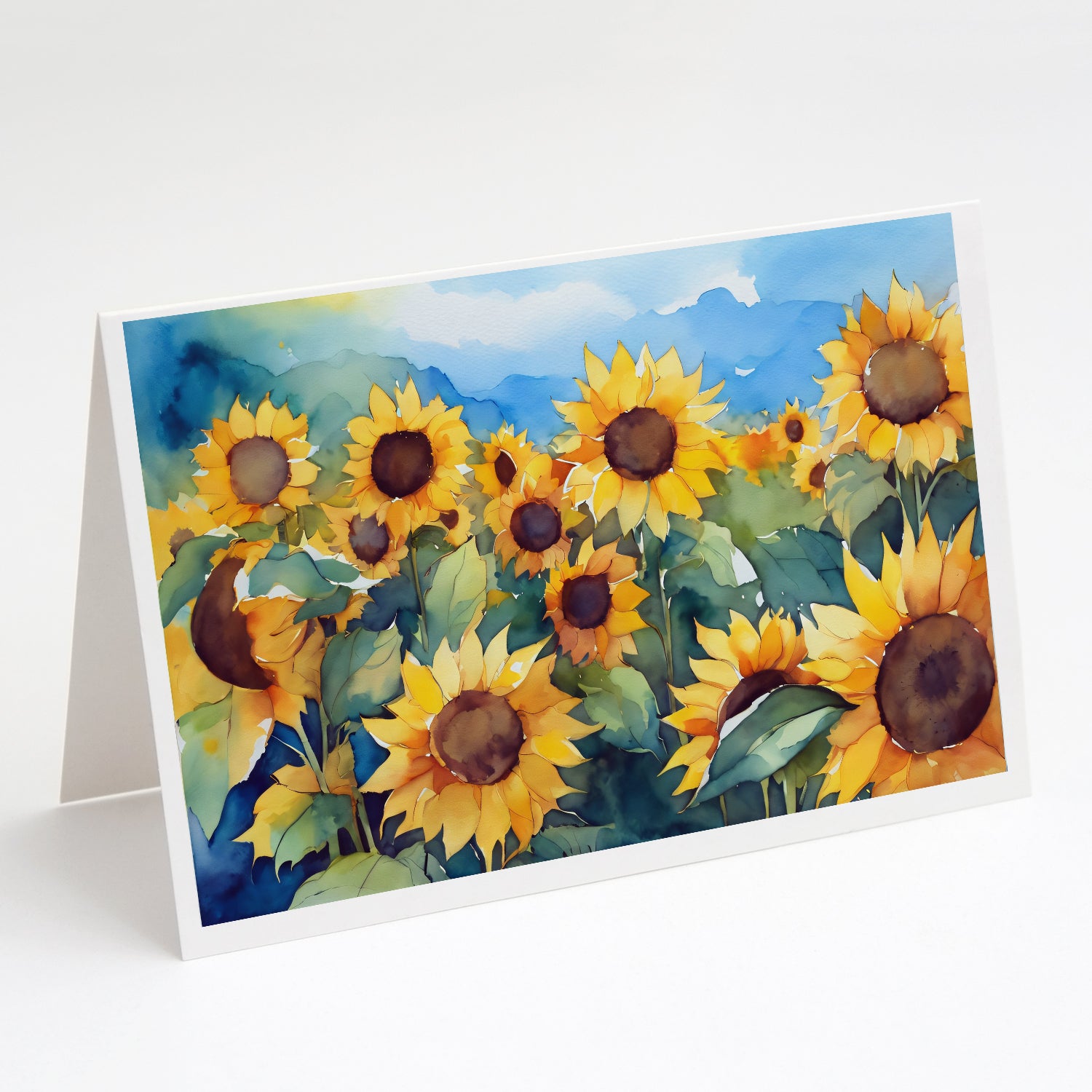 Buy this Sunflowers in Watercolor Greeting Cards and Envelopes Pack of 8