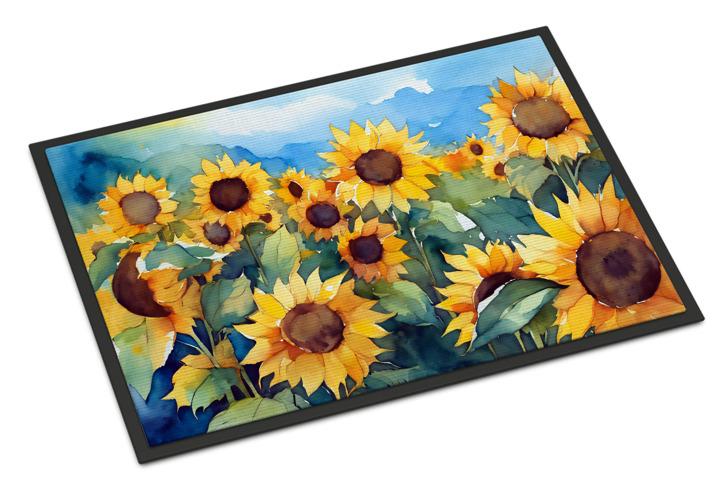 Buy this Sunflowers in Watercolor Indoor or Outdoor Mat 24x36