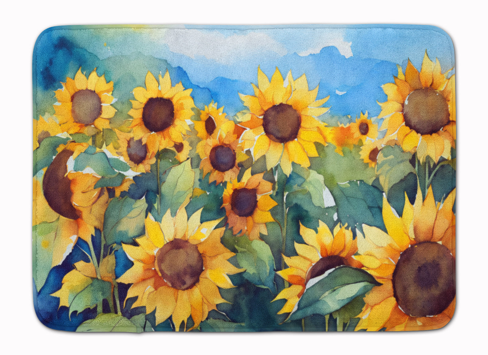 Buy this Sunflowers in Watercolor Memory Foam Kitchen Mat