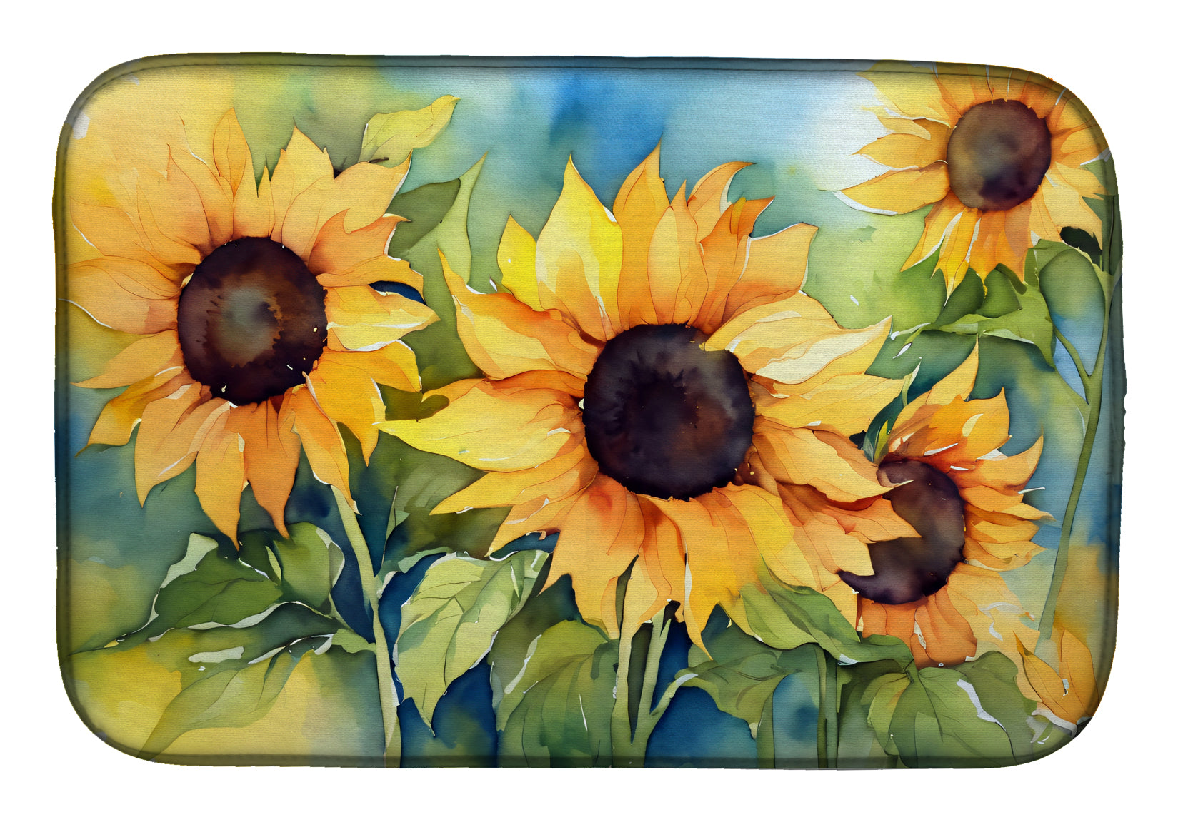 Buy this Sunflowers in Watercolor Dish Drying Mat