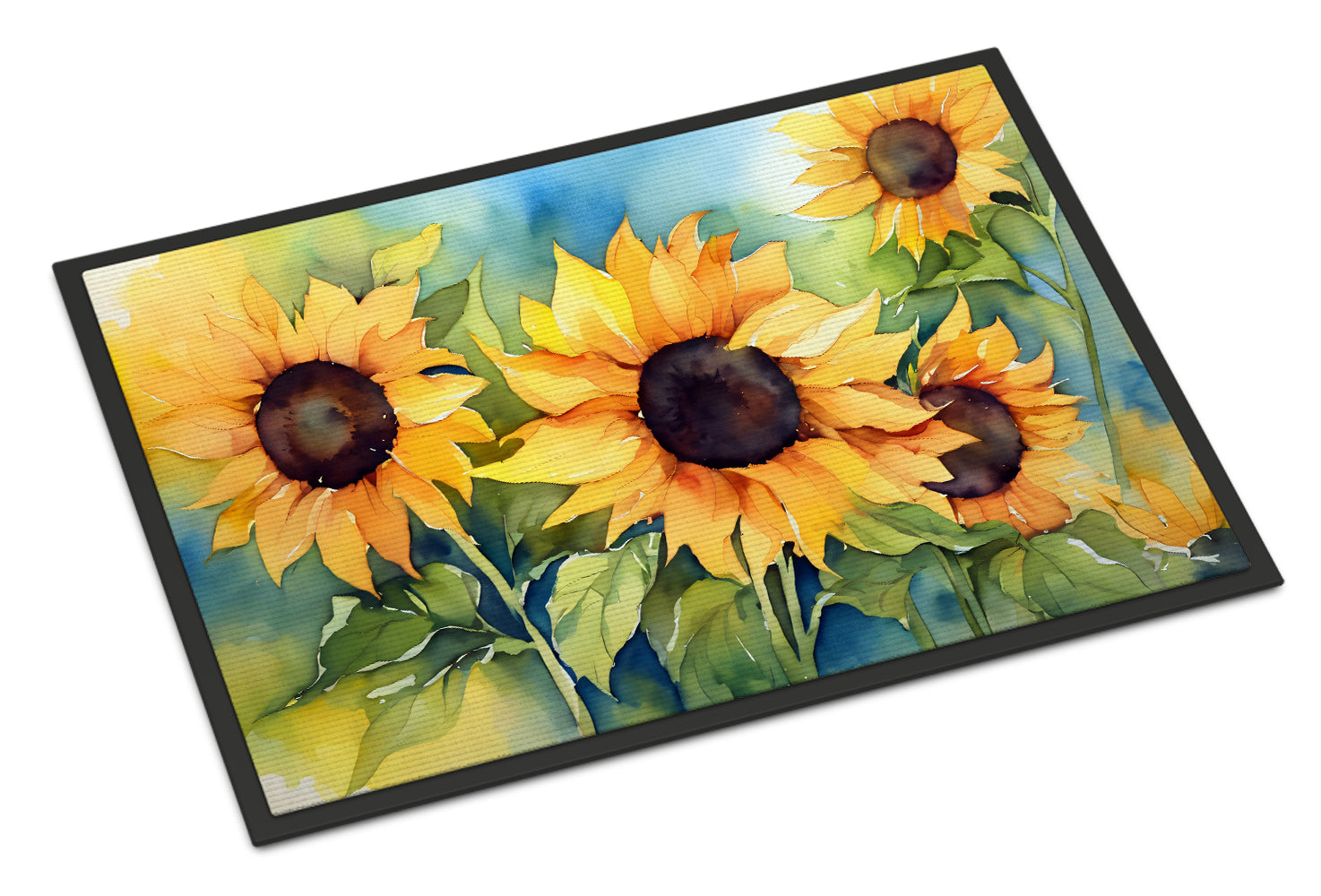 Buy this Sunflowers in Watercolor Indoor or Outdoor Mat 24x36