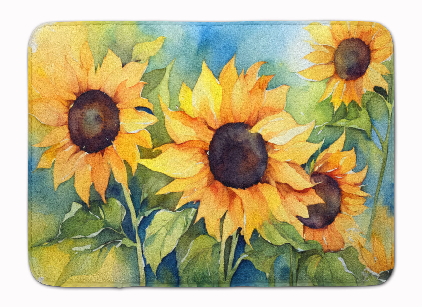 Buy this Sunflowers in Watercolor Memory Foam Kitchen Mat