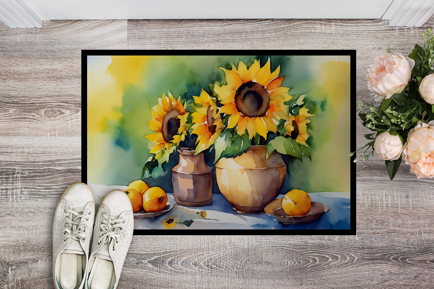 Buy this Sunflowers in Watercolor Indoor or Outdoor Mat 24x36