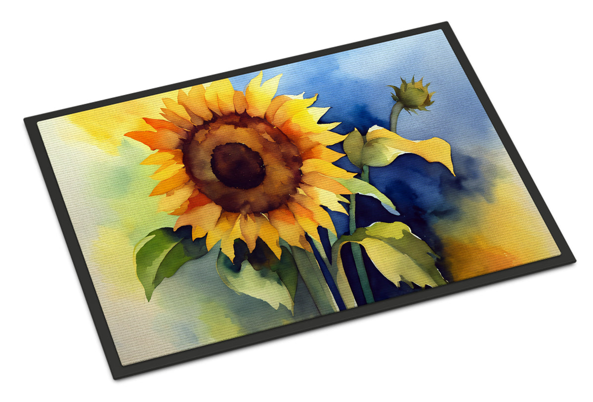 Buy this Sunflowers in Watercolor Indoor or Outdoor Mat 24x36