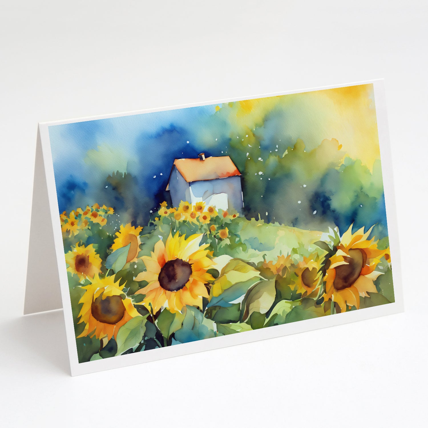 Buy this Sunflowers in Watercolor Greeting Cards and Envelopes Pack of 8