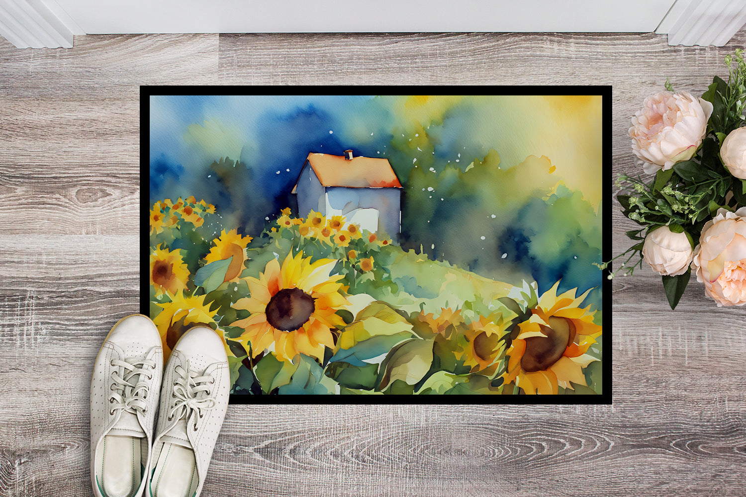 Buy this Sunflowers in Watercolor Doormat 18x27