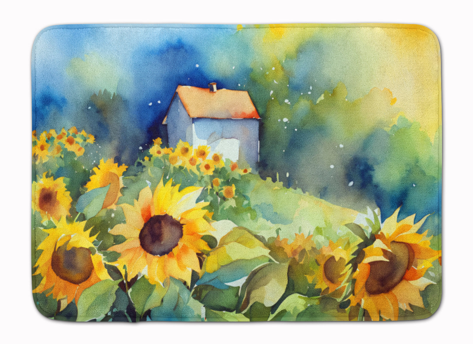 Buy this Sunflowers in Watercolor Memory Foam Kitchen Mat