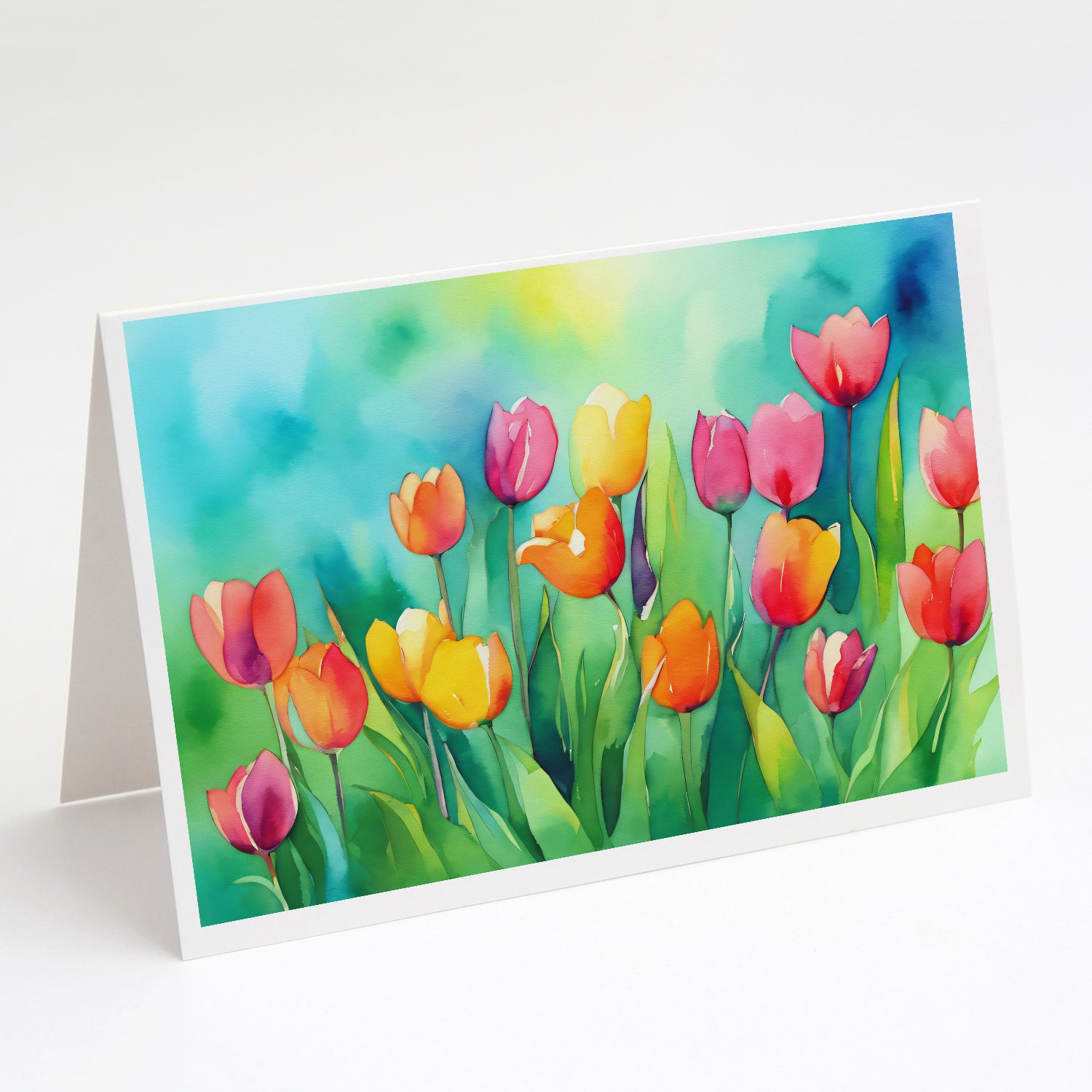 Buy this Tulips in Watercolor Greeting Cards and Envelopes Pack of 8