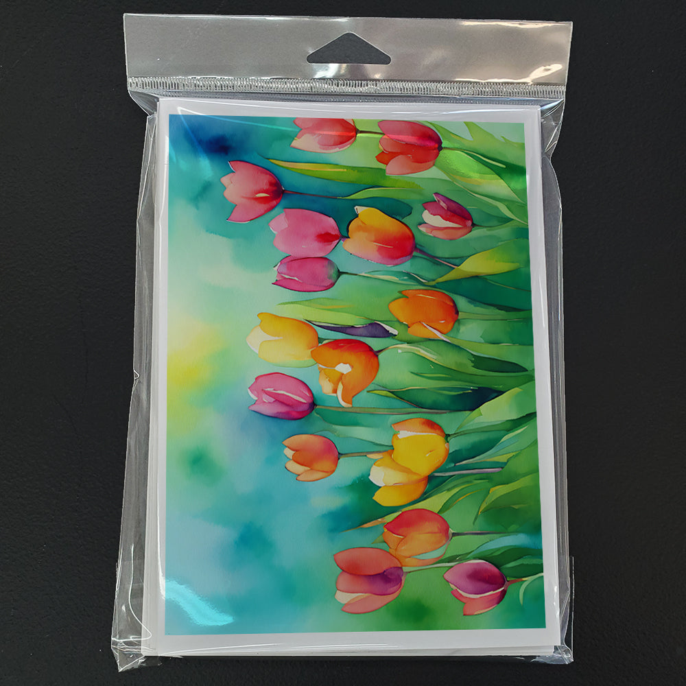 Tulips in Watercolor Greeting Cards and Envelopes Pack of 8  the-store.com.