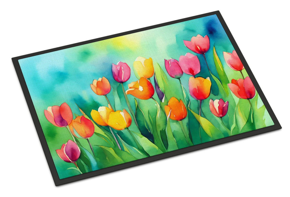 Buy this Tulips in Watercolor Indoor or Outdoor Mat 24x36