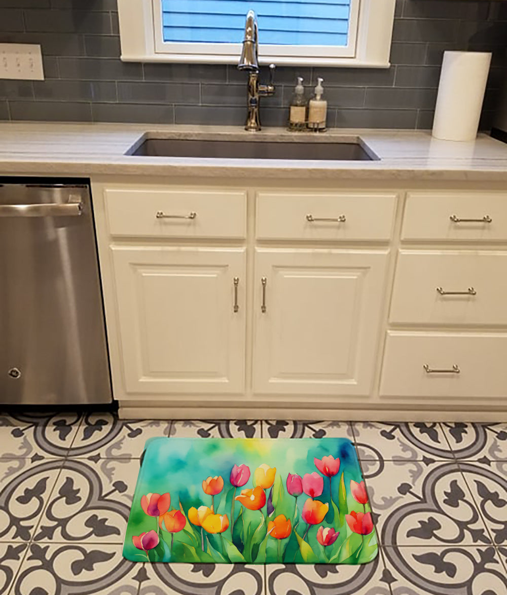 Buy this Tulips in Watercolor Memory Foam Kitchen Mat