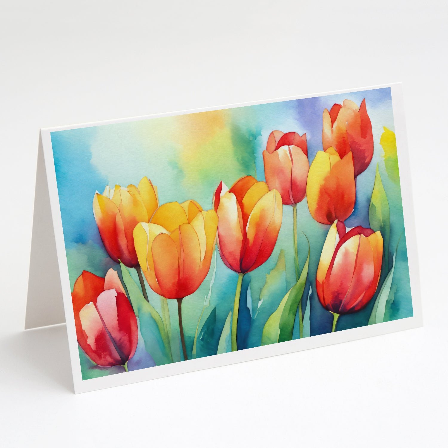 Buy this Tulips in Watercolor Greeting Cards and Envelopes Pack of 8