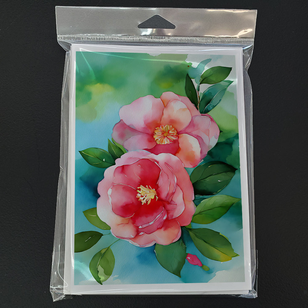 Alabama Camellia in Watercolor Greeting Cards and Envelopes Pack of 8  the-store.com.