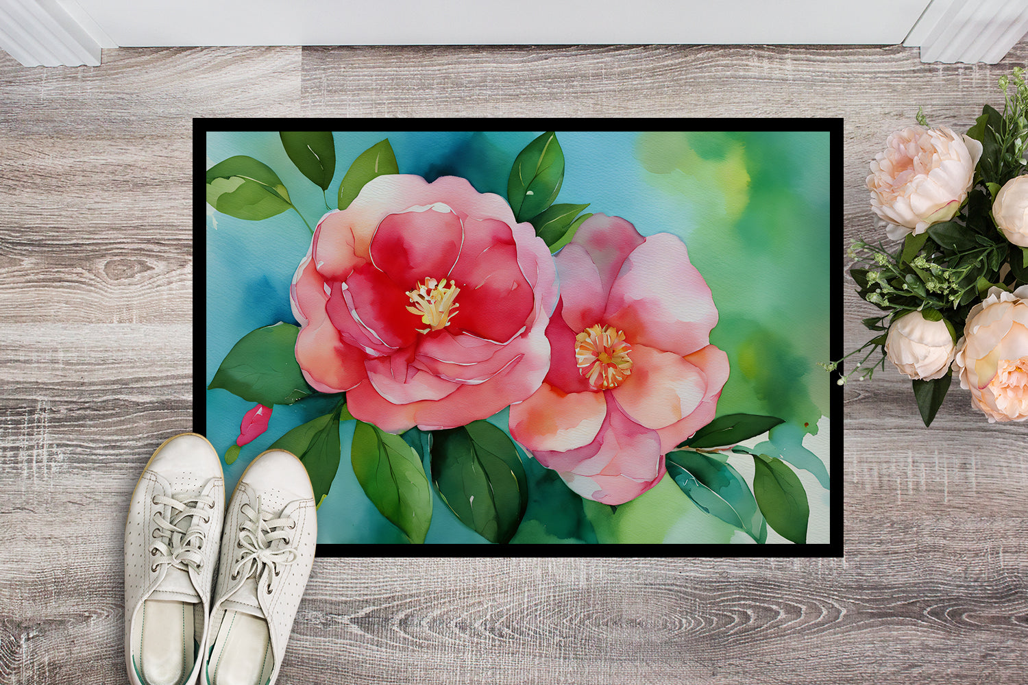 Buy this Alabama Camellia in Watercolor Indoor or Outdoor Mat 24x36