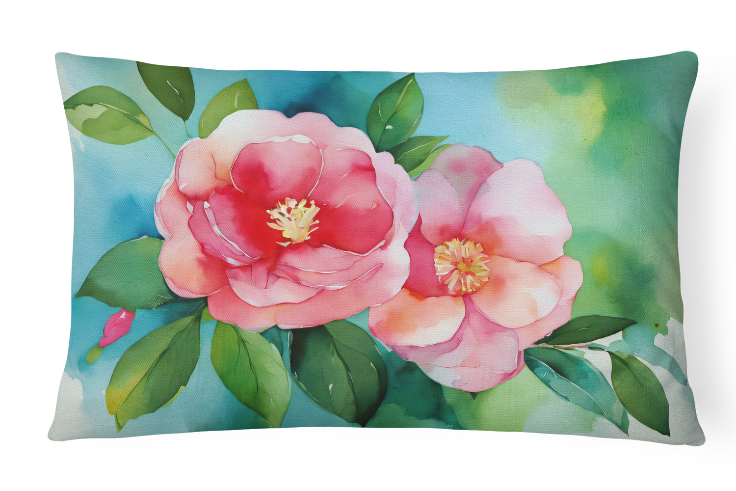 Buy this Alabama Camellia in Watercolor Fabric Decorative Pillow