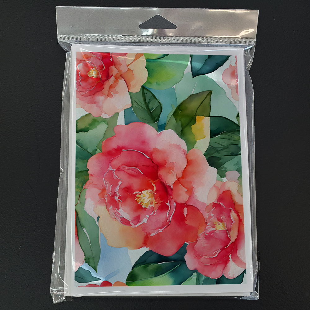 Alabama Camellia in Watercolor Greeting Cards and Envelopes Pack of 8  the-store.com.