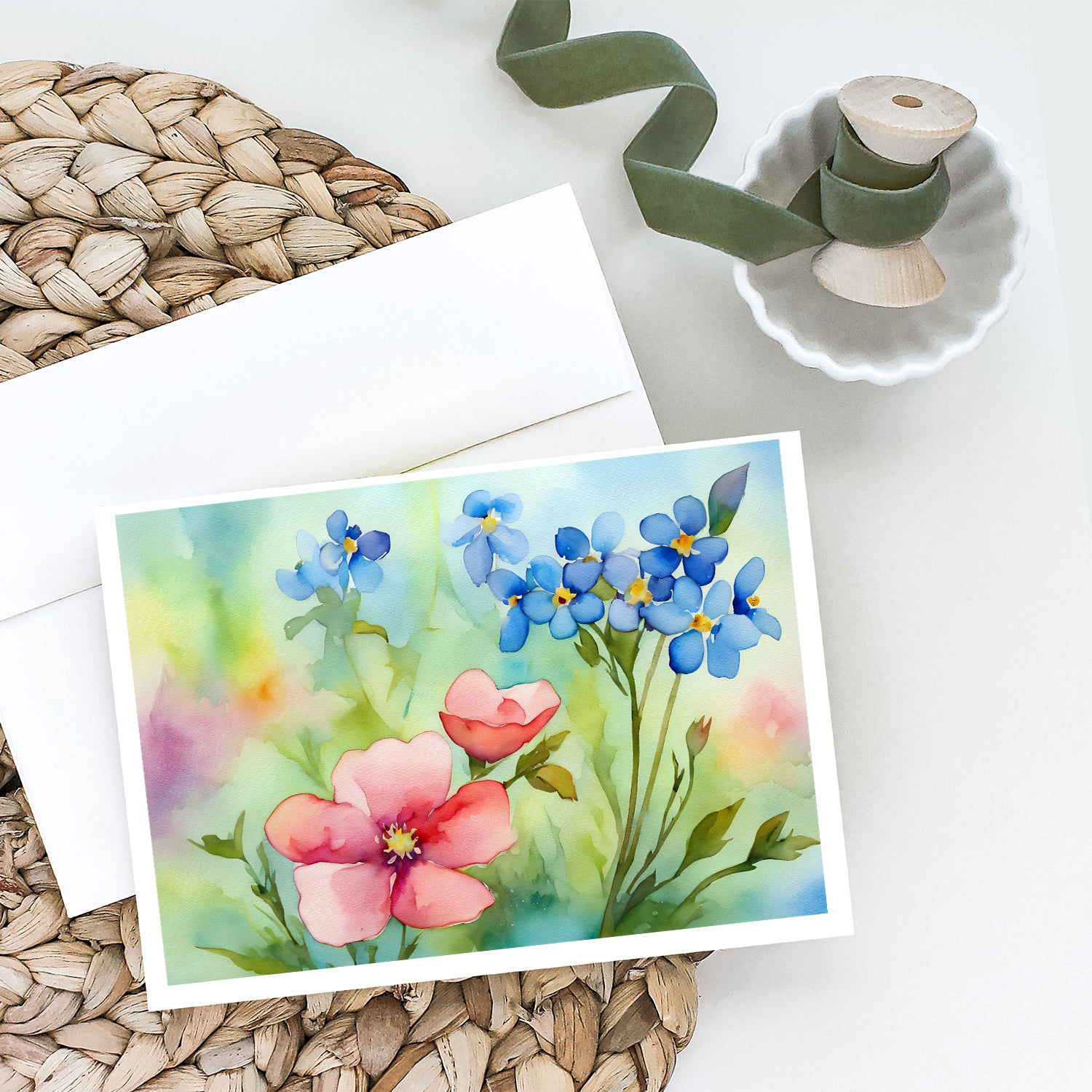 Alaska Forget-me-nots in Watercolor Greeting Cards and Envelopes Pack of 8  the-store.com.