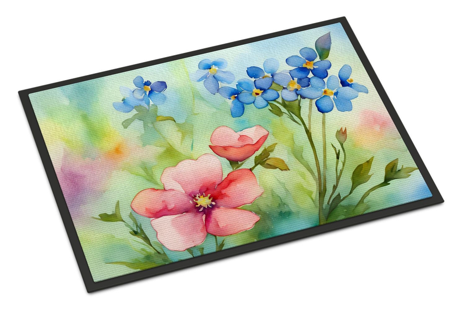 Buy this Alaska Forget-me-nots in Watercolor Indoor or Outdoor Mat 24x36