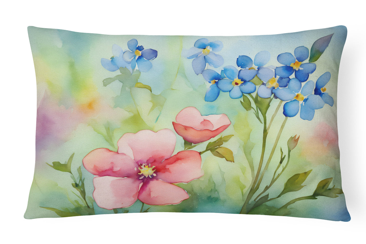 Buy this Alaska Forget-me-nots in Watercolor Fabric Decorative Pillow