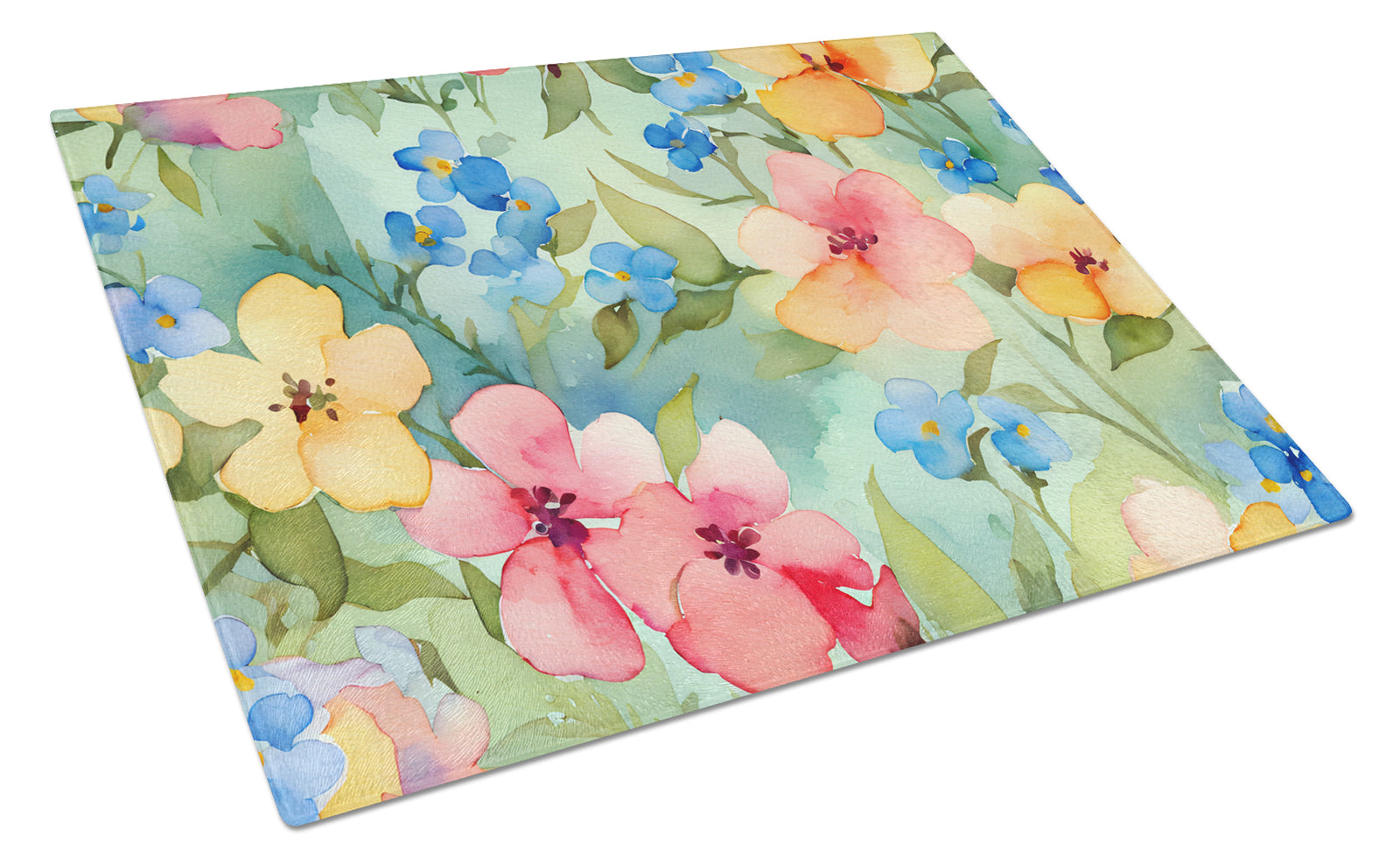 Buy this Alaska Forget-me-nots in Watercolor Glass Cutting Board Large