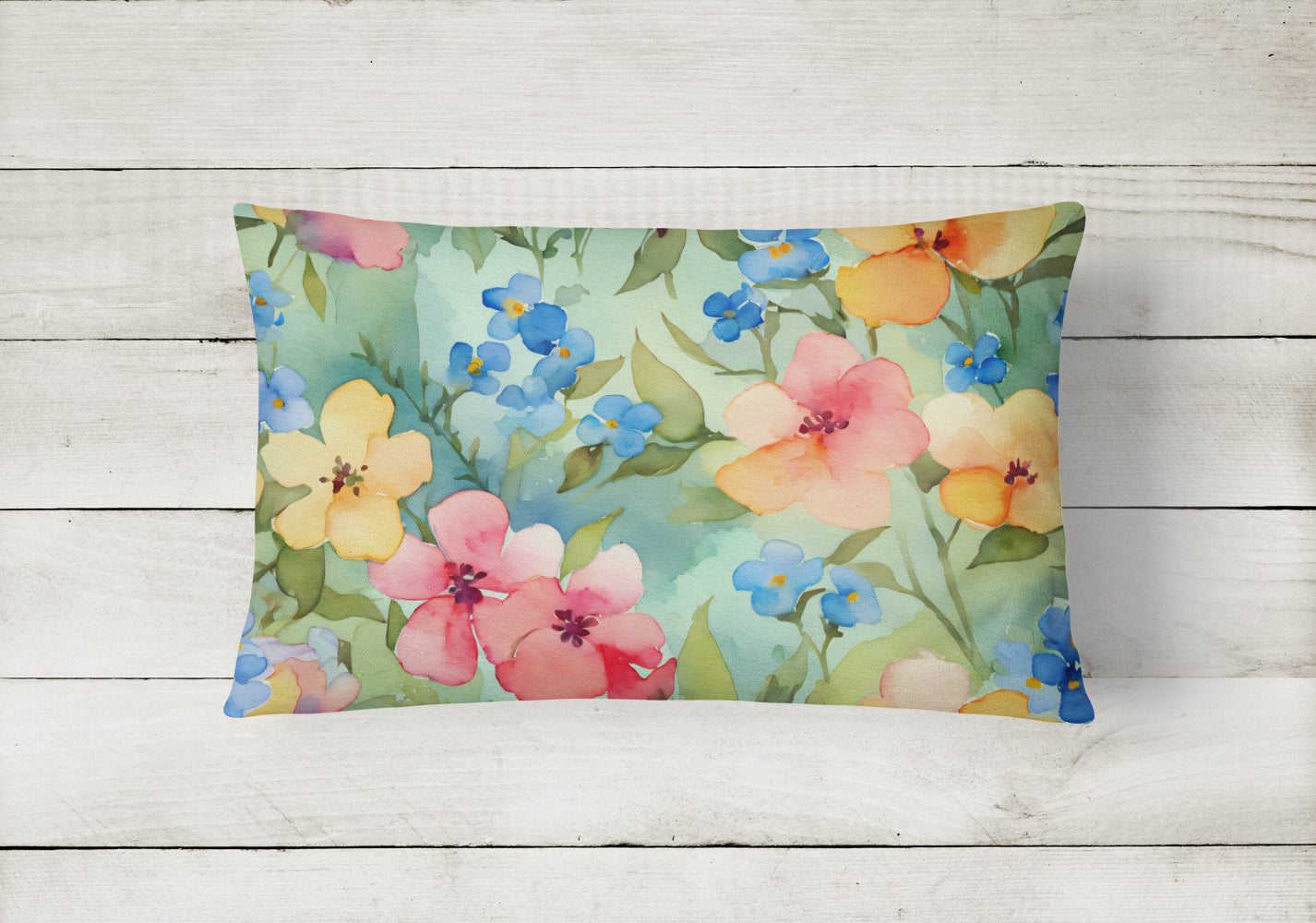 Alaska Forget-me-nots in Watercolor Fabric Decorative Pillow  the-store.com.