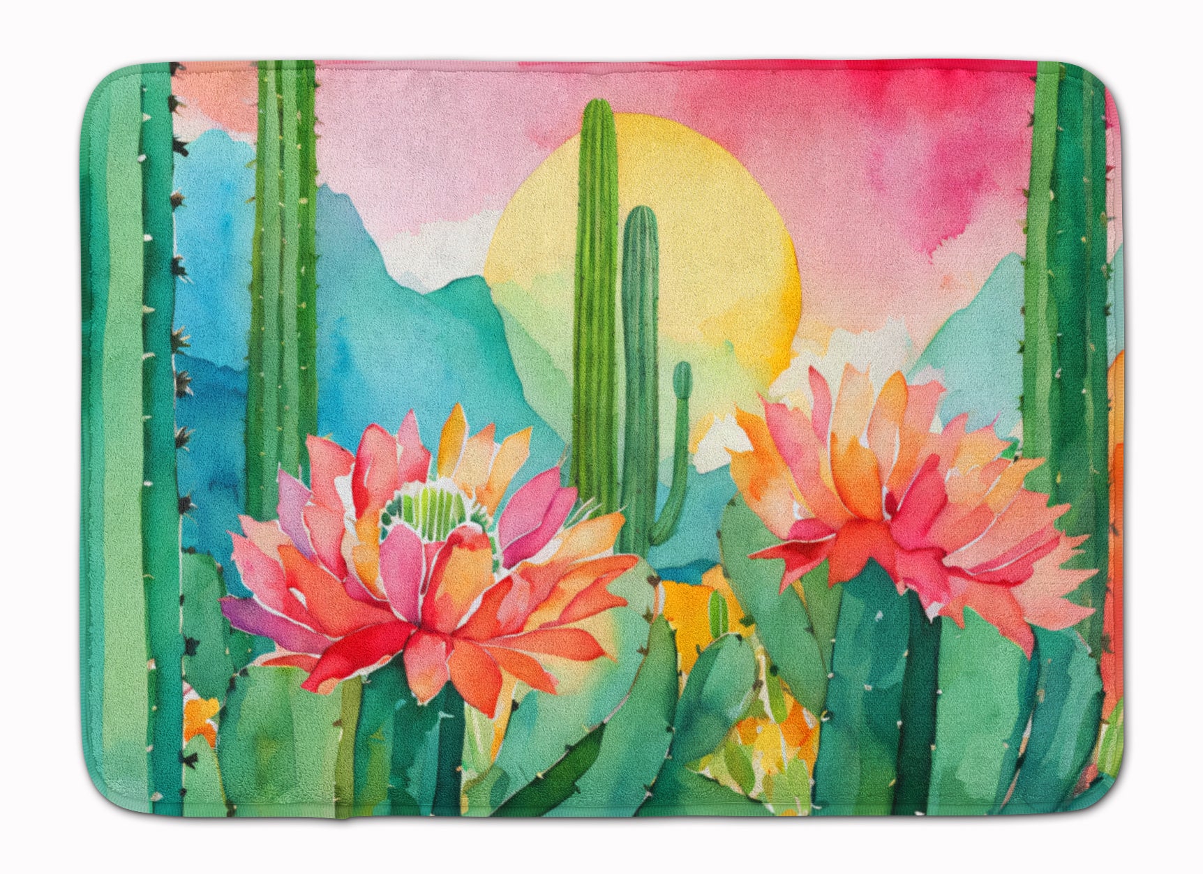 Buy this Arizona Saguaro Cactus Blossom in Watercolor Memory Foam Kitchen Mat