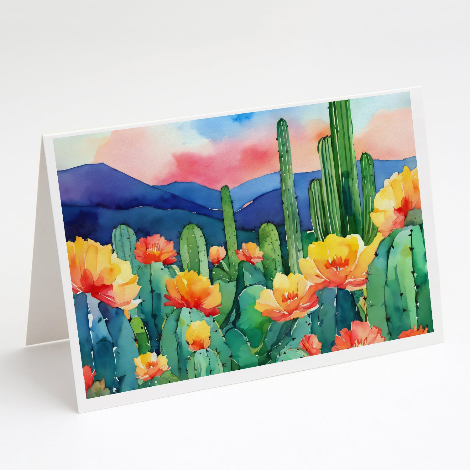 Buy this Arizona Saguaro Cactus Blossom in Watercolor Greeting Cards and Envelopes Pack of 8