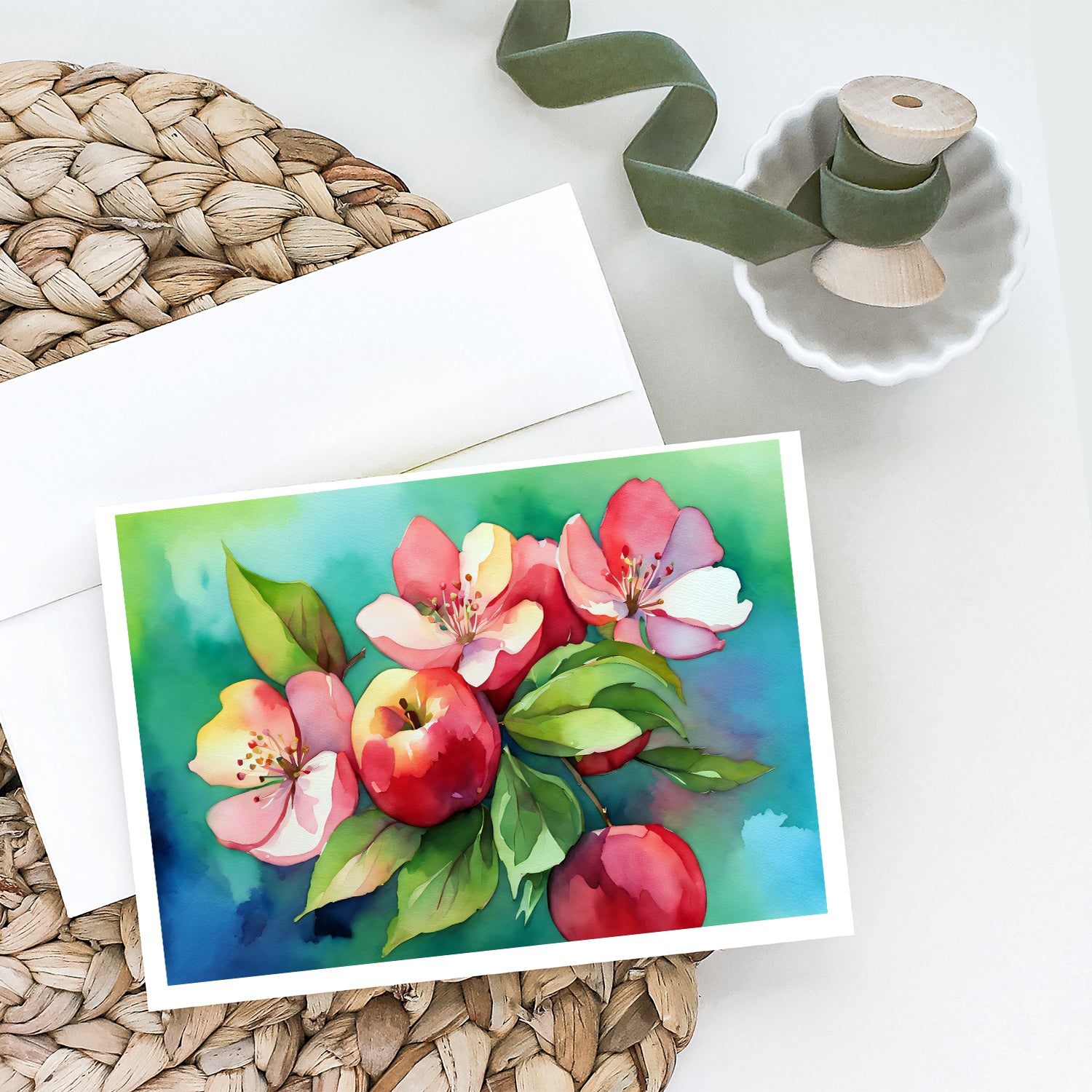 Buy this Arkansas Apple Blossom in Watercolor Greeting Cards and Envelopes Pack of 8