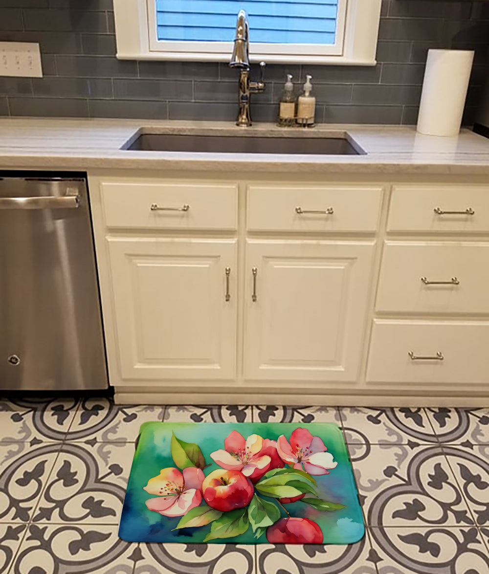 Arkansas Apple Blossom in Watercolor Memory Foam Kitchen Mat  the-store.com.