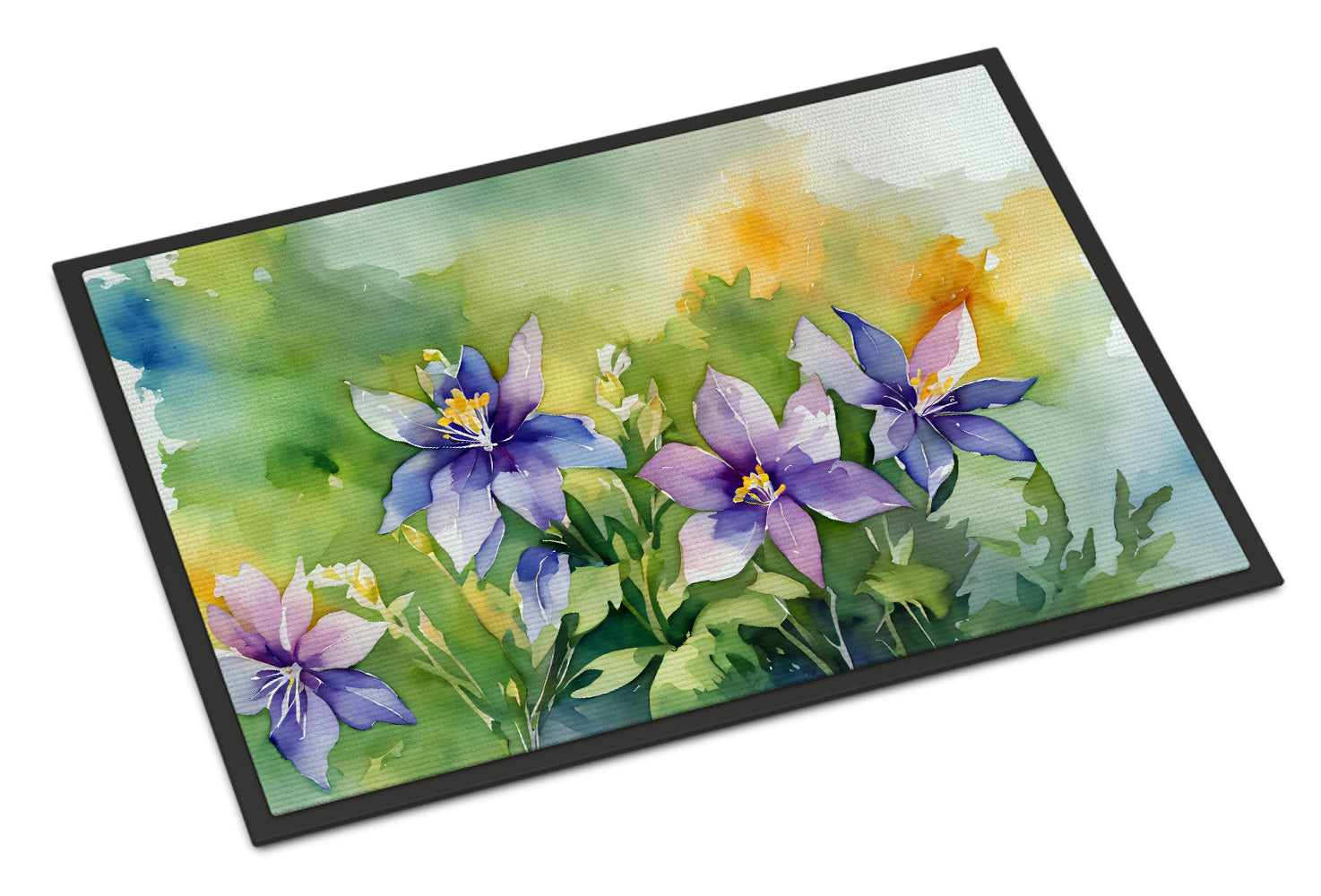 Buy this Colorado Rocky Mountain Columbine in Watercolor Indoor or Outdoor Mat 24x36