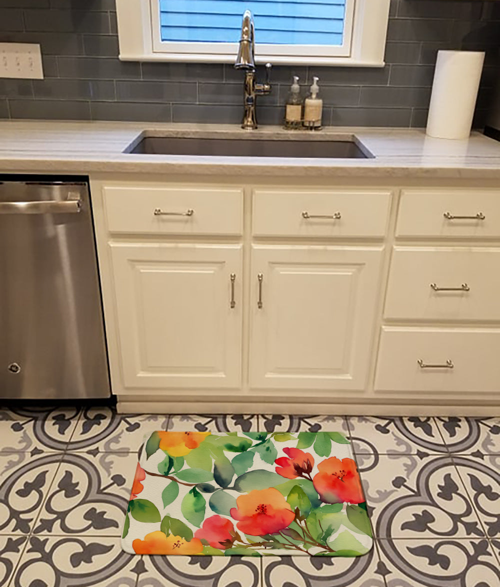 Connecticut Mountain Laurels in Watercolor Memory Foam Kitchen Mat  the-store.com.