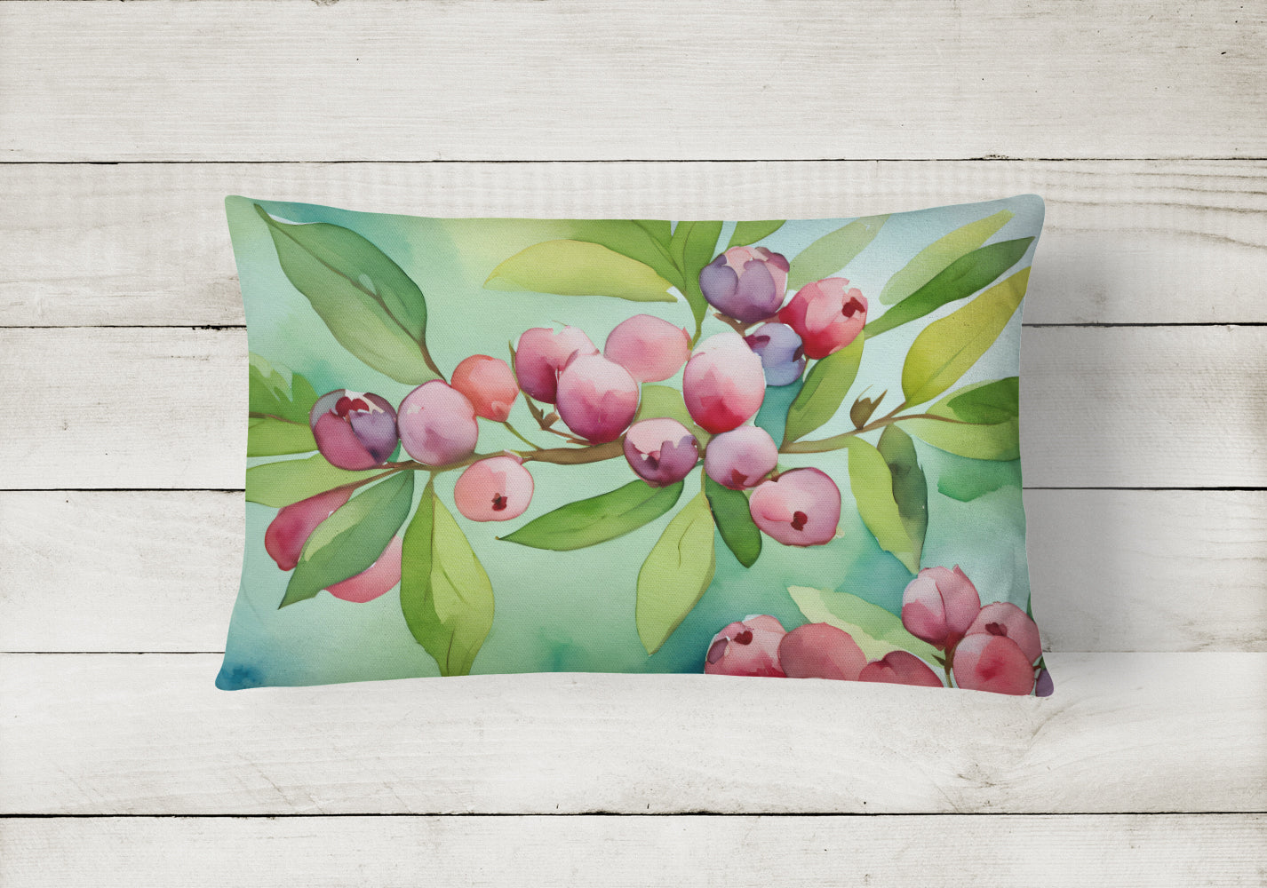 Connecticut Mountain Laurels in Watercolor Fabric Decorative Pillow  the-store.com.
