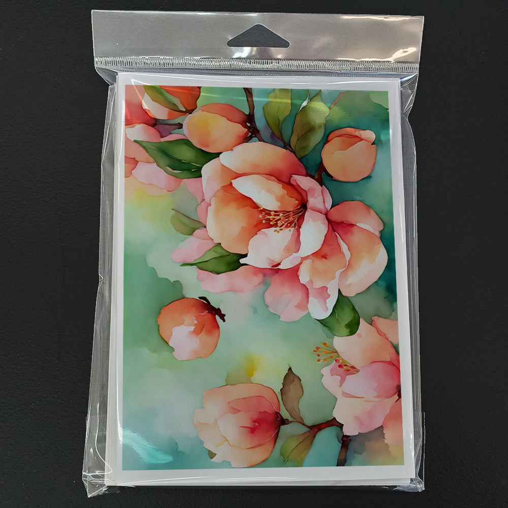 Delaware Peach Blossom in Watercolor Greeting Cards and Envelopes Pack of 8  the-store.com.