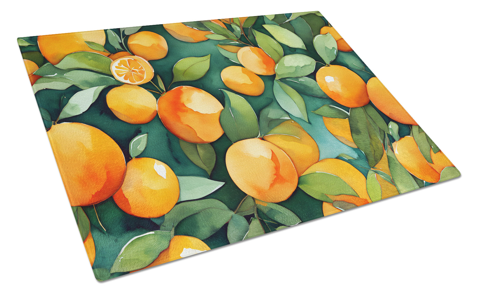 Buy this Florida Orange Blossom in Watercolor Glass Cutting Board Large