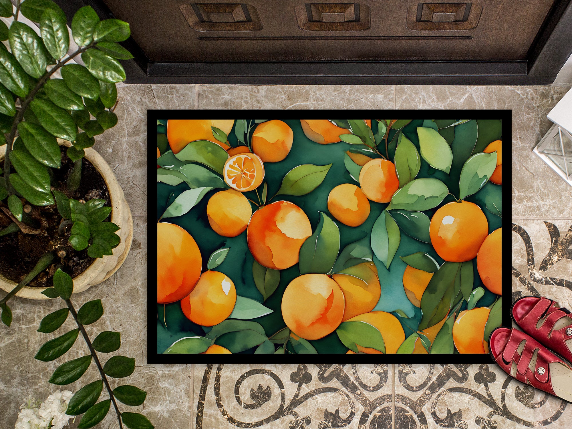 Florida Orange Blossom in Watercolor Doormat 18x27  the-store.com.