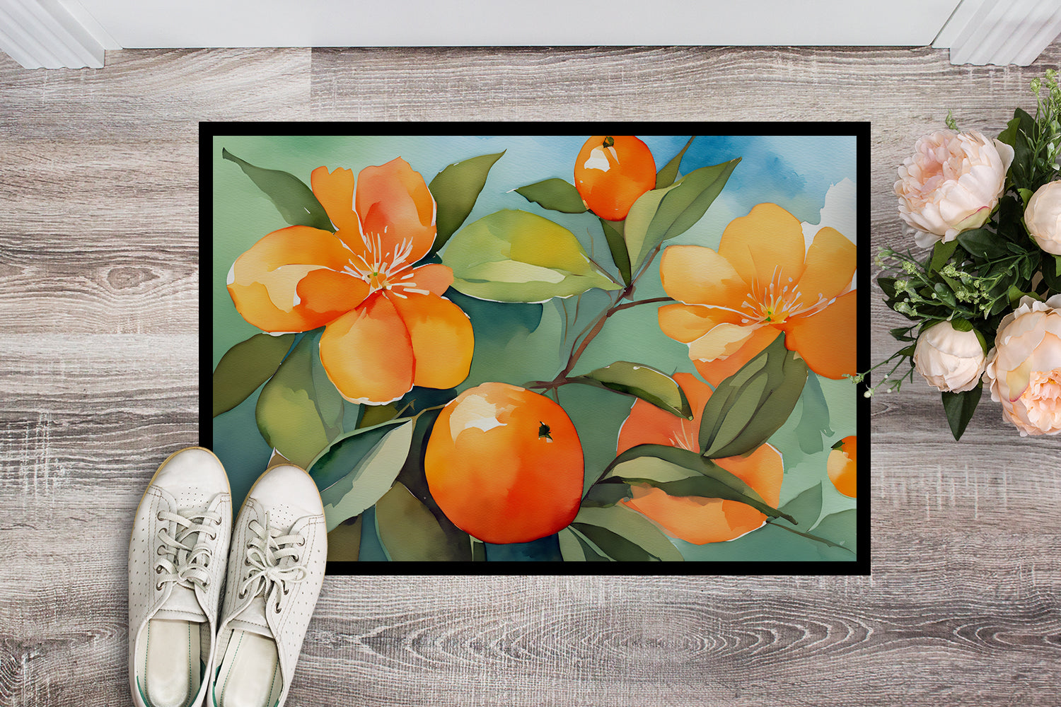 Buy this Florida Orange Blossom in Watercolor Indoor or Outdoor Mat 24x36