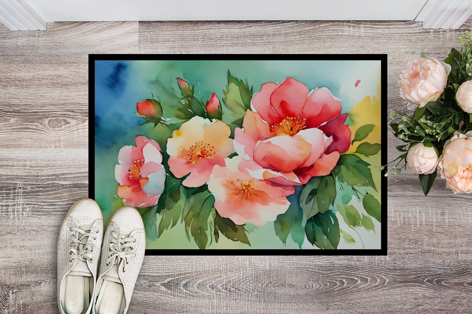 Buy this Georgia Cherokee Rose in Watercolor Indoor or Outdoor Mat 24x36