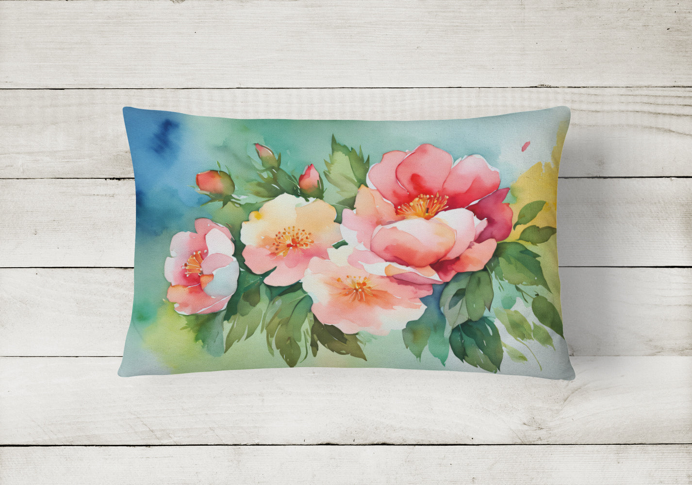 Buy this Georgia Cherokee Rose in Watercolor Fabric Decorative Pillow