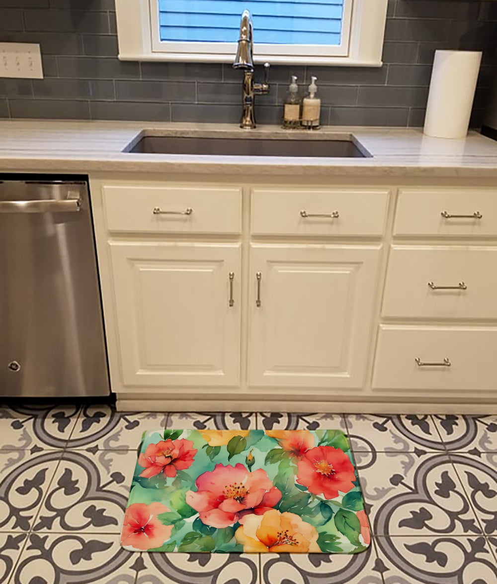 Georgia Cherokee Rose in Watercolor Memory Foam Kitchen Mat  the-store.com.