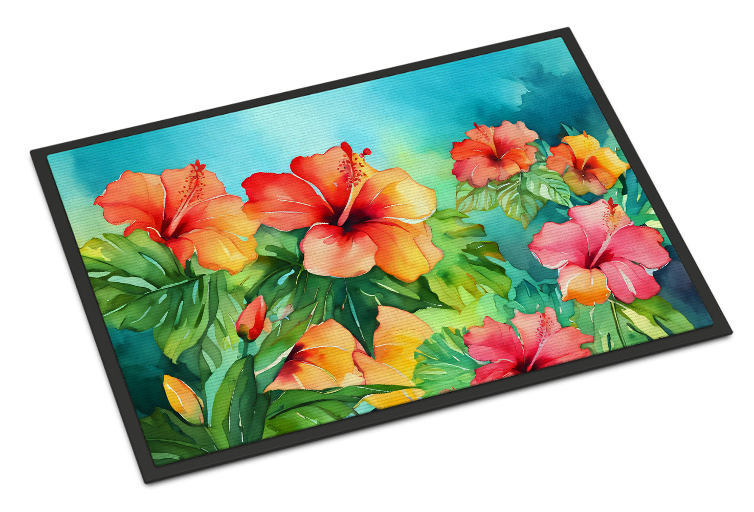 Buy this Hawaii Hawaiian Hibiscus in Watercolor Indoor or Outdoor Mat 24x36