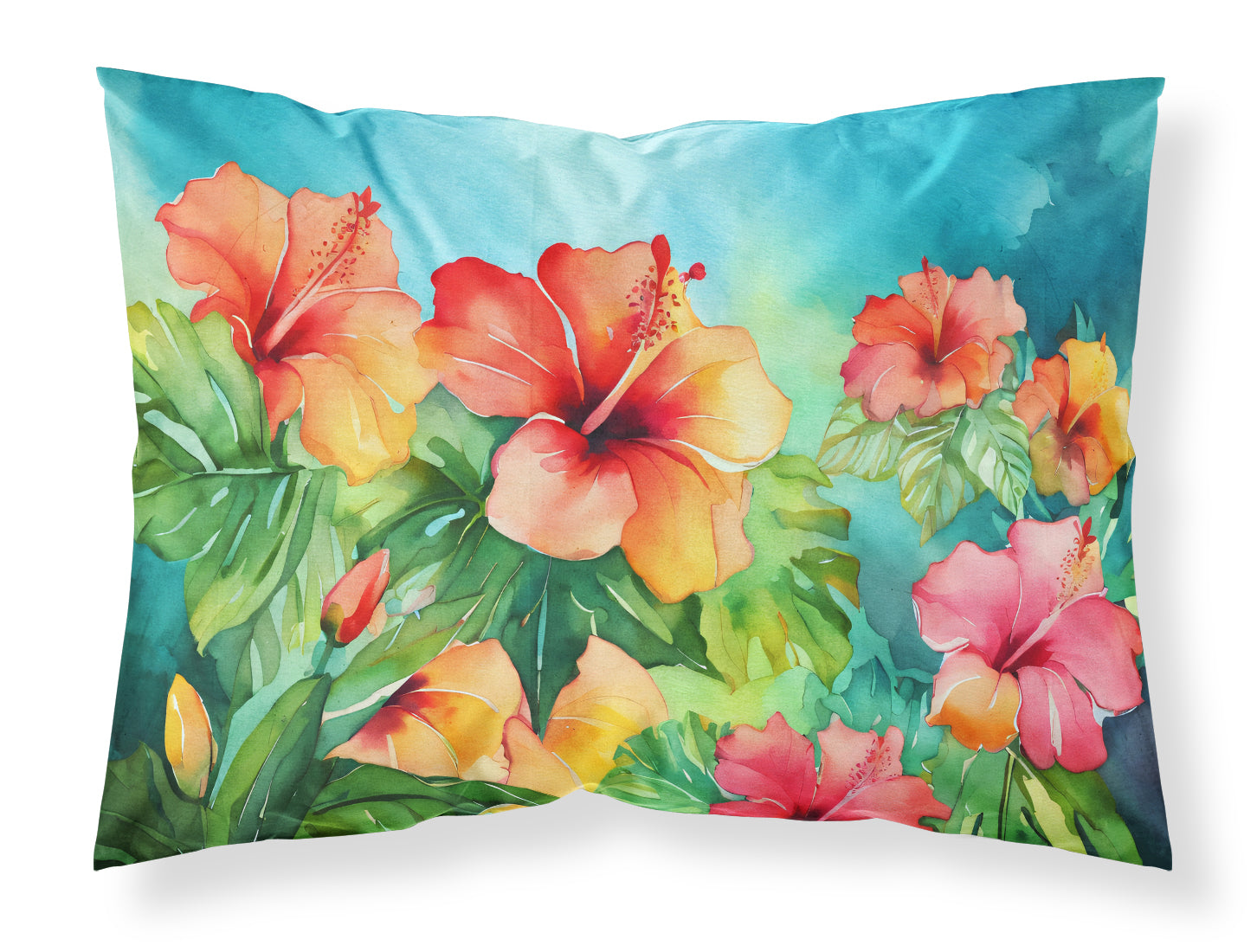 Buy this Hawaii Hawaiian Hibiscus in Watercolor Fabric Standard Pillowcase