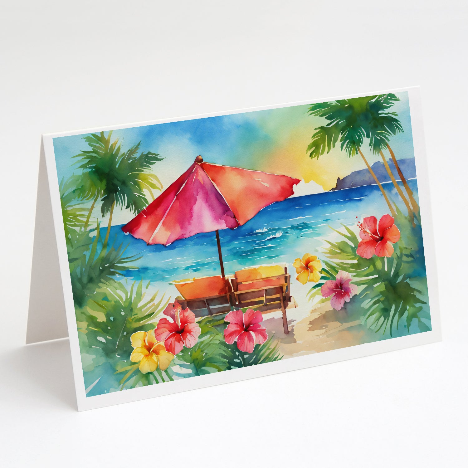 Buy this Hawaii Hawaiian Hibiscus in Watercolor Greeting Cards and Envelopes Pack of 8